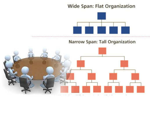 Trong tổ chức, tầm hạn quản trị liên quan chặt chẽ đến số lượng các lớp trung gian. Thông thường, doanh nghiệp có tầm hạn quản trị rộng có ít tầng nấc trung gian và ngược lại tầm hạn quản trị hẹp sẽ có nhiều tầng nấc trung gian hơn.