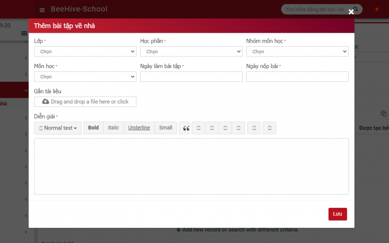 Hỗ trợ quản lý bài tập về nhà trên Cổng thông tin