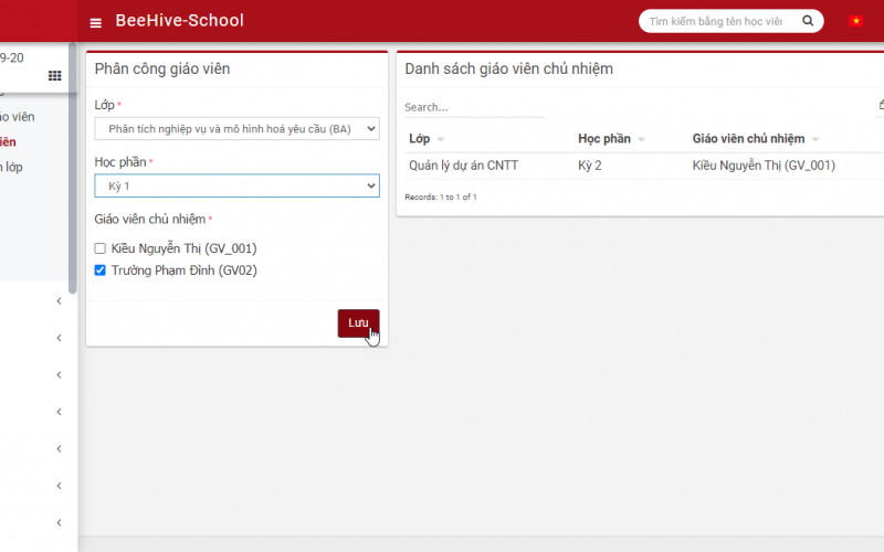Phân công giáo viên