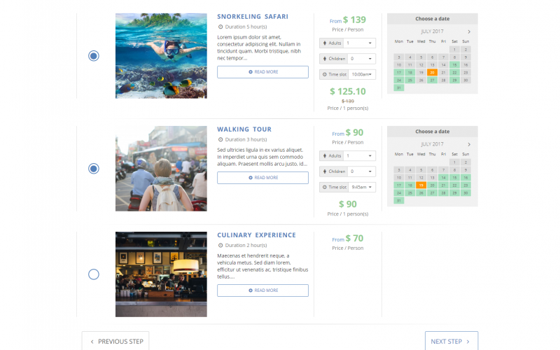 Chọn các hoạt động giải trí đi kèm với dịch vụ đặt phòng