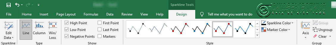 Chỉnh sửa dữ liệu nguồn Sparkline